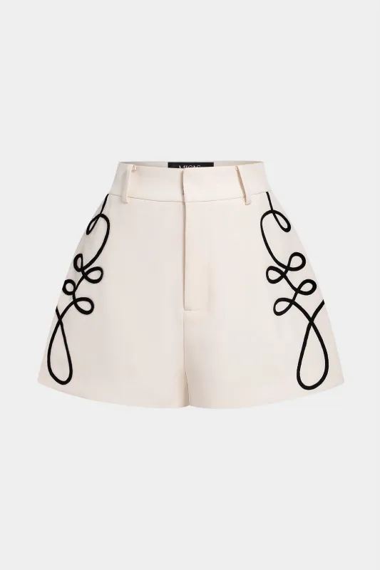 Embroidery Wide Leg Shorts made by Micas