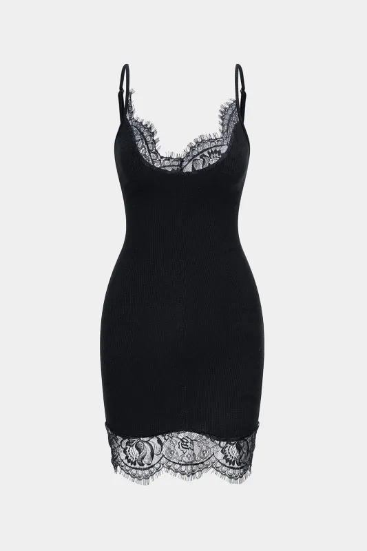 Lace Patchwork Sleeveless Slip Mini Dress made by Micas