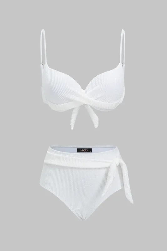 Solid Backless Tie-Up Bikini Set made by Micas