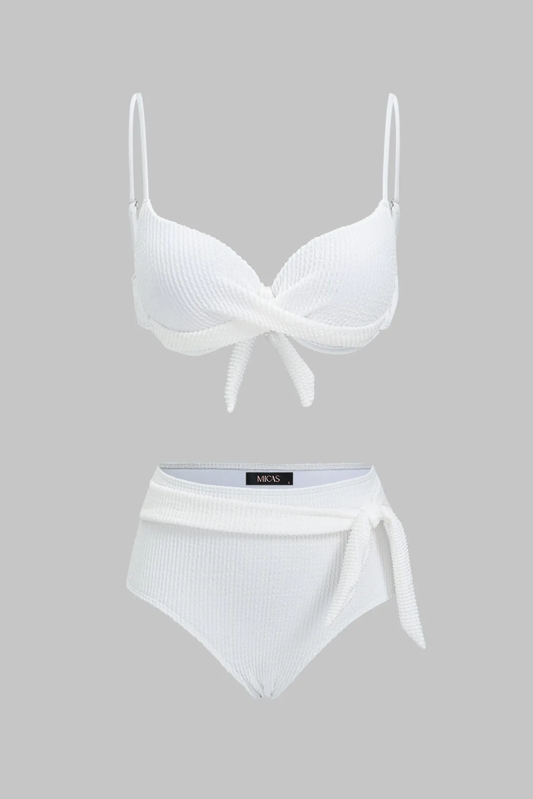 Solid Backless Tie-Up Bikini Set sold by Micas