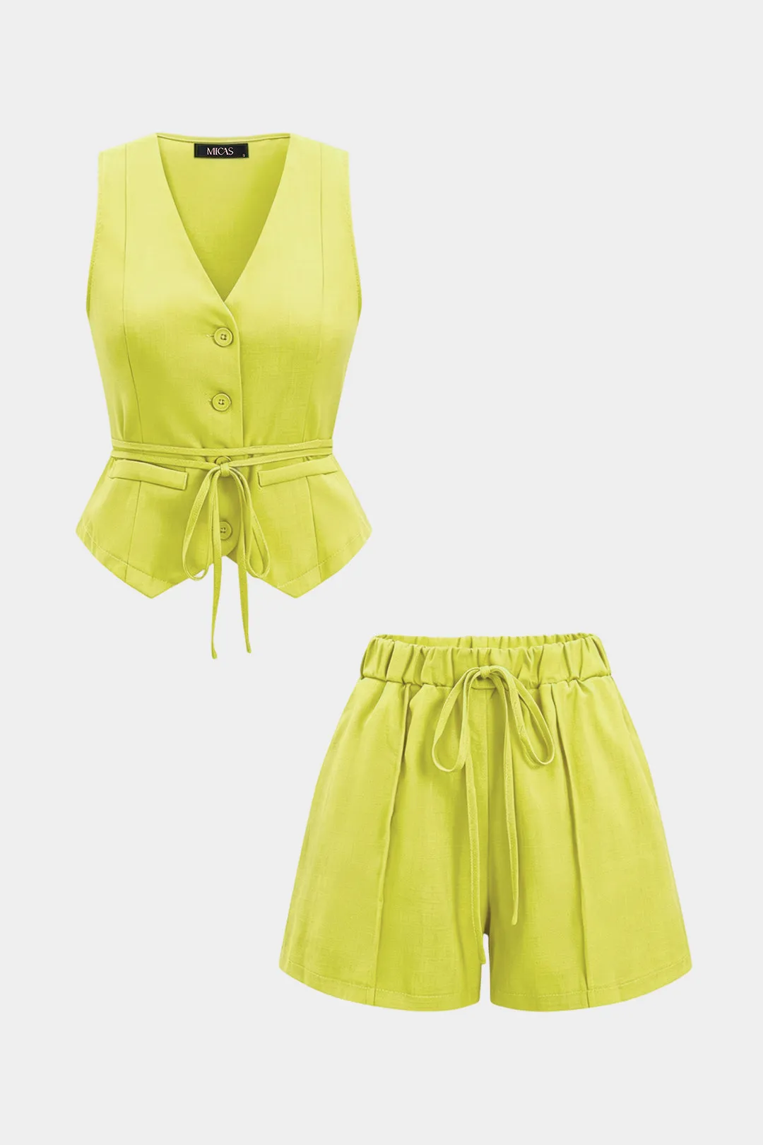 V-Neck Tie-Up Vest And Shorts Set sold by Micas product image thumbnail 5