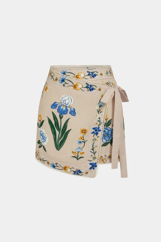 Floral Print Lace Trim Wrap Tie-Up Skirt made by Micas