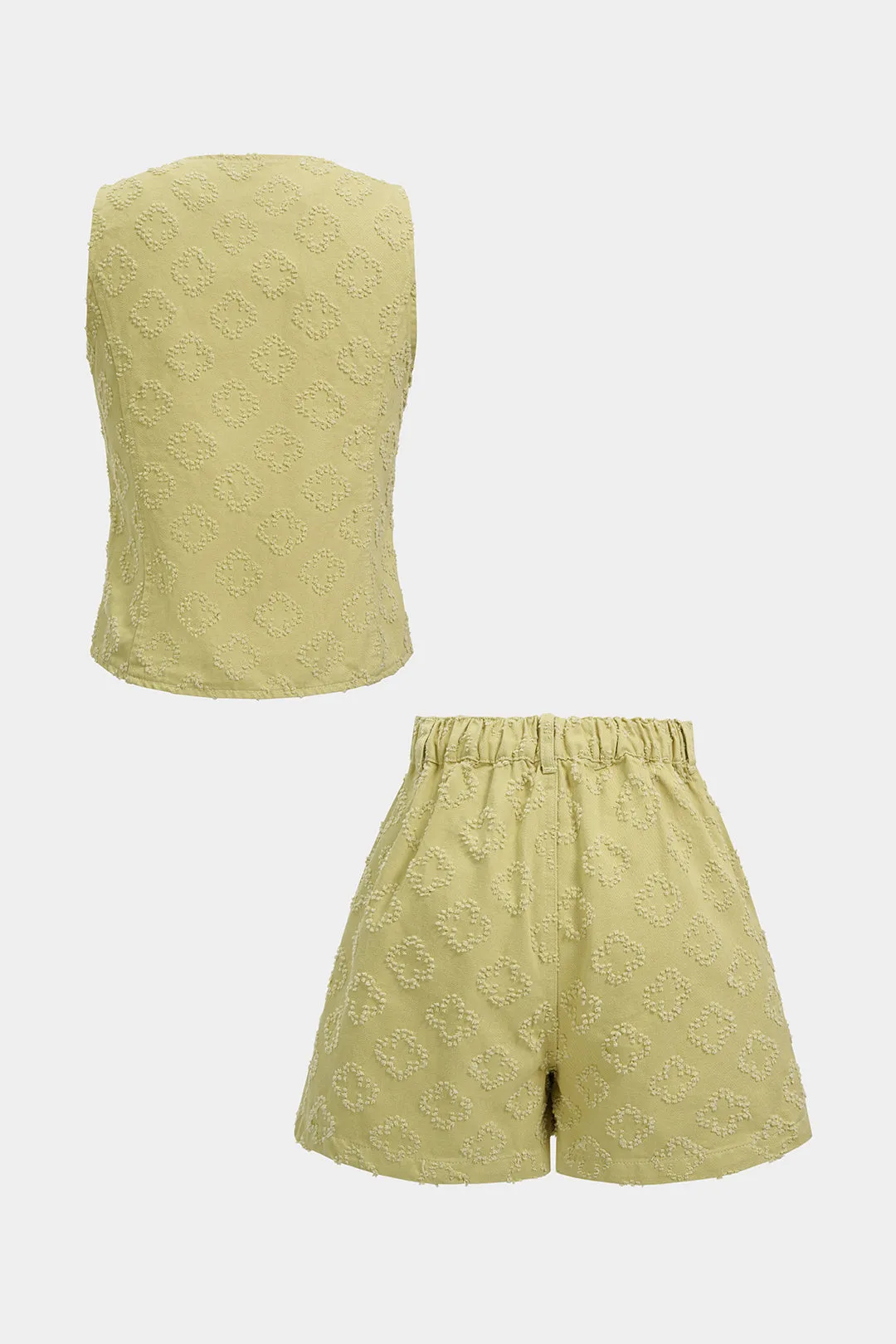 Textured Metallic Irregular Button Tank Top And High Waist Shorts Set sold by Micas product image thumbnail 2