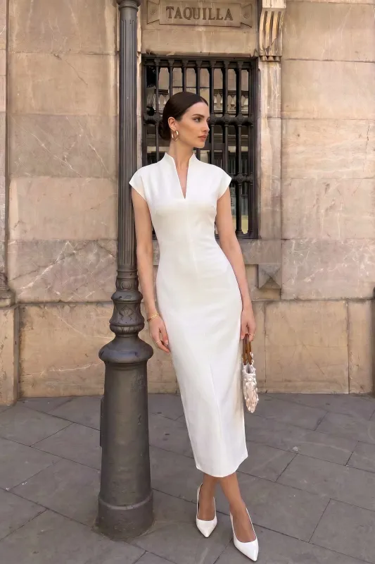Solid V-Neck Sleeveless Maxi Dress made by Micas