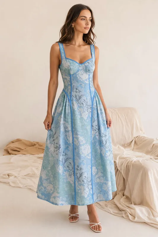 Floral Print Zipper Sleeveless Maxi Dress made by Micas