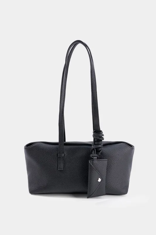 Solid Faux Leather Shoulder Bag made by Micas