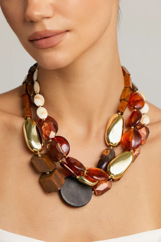 Irregular Geometric Layered Beaded Necklace made by Micas