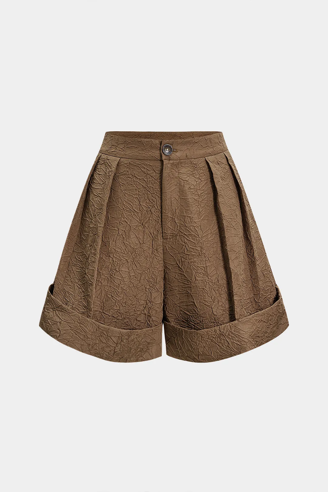 Crinkled Texture Cuffed Shorts sold by Micas