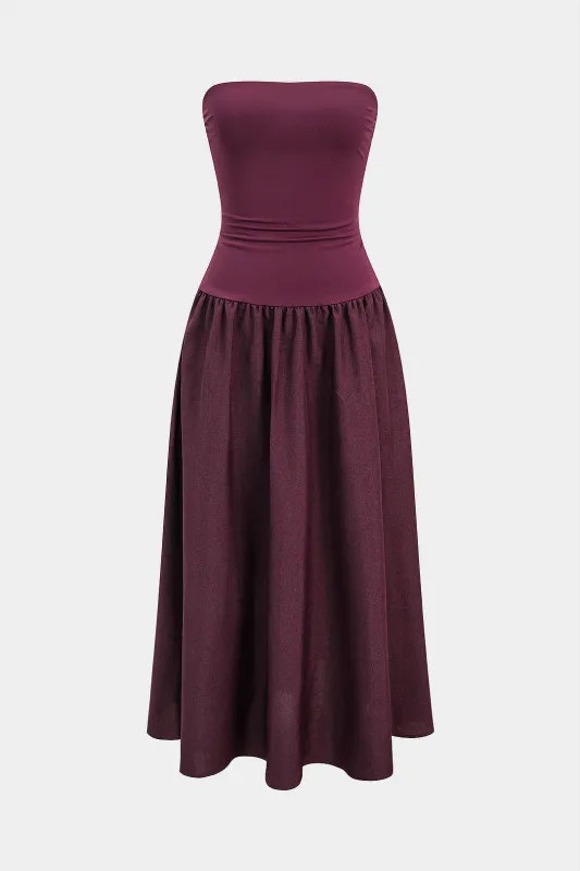 Strapless Ruched Sleeveless Maxi Dress made by Micas