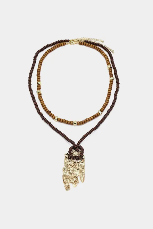 Irregular Alloy Beaded Layered Necklace made by Micas