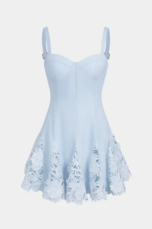 Lace Patchwork Ruched Sleeveless Slip Mini Dress made by Micas