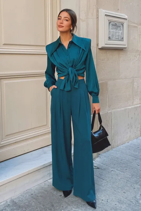 Satin Wide Leg Pants made by Micas