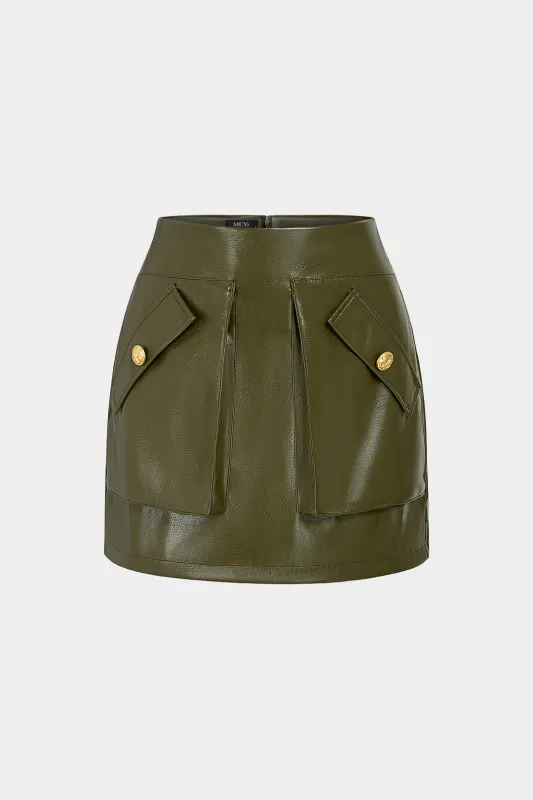 Faux Leather Metallic Pocket Mini Skirt made by Micas