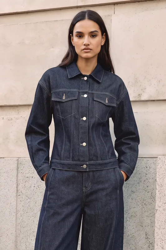 Denim Lapel Pocket Jacket made by Micas
