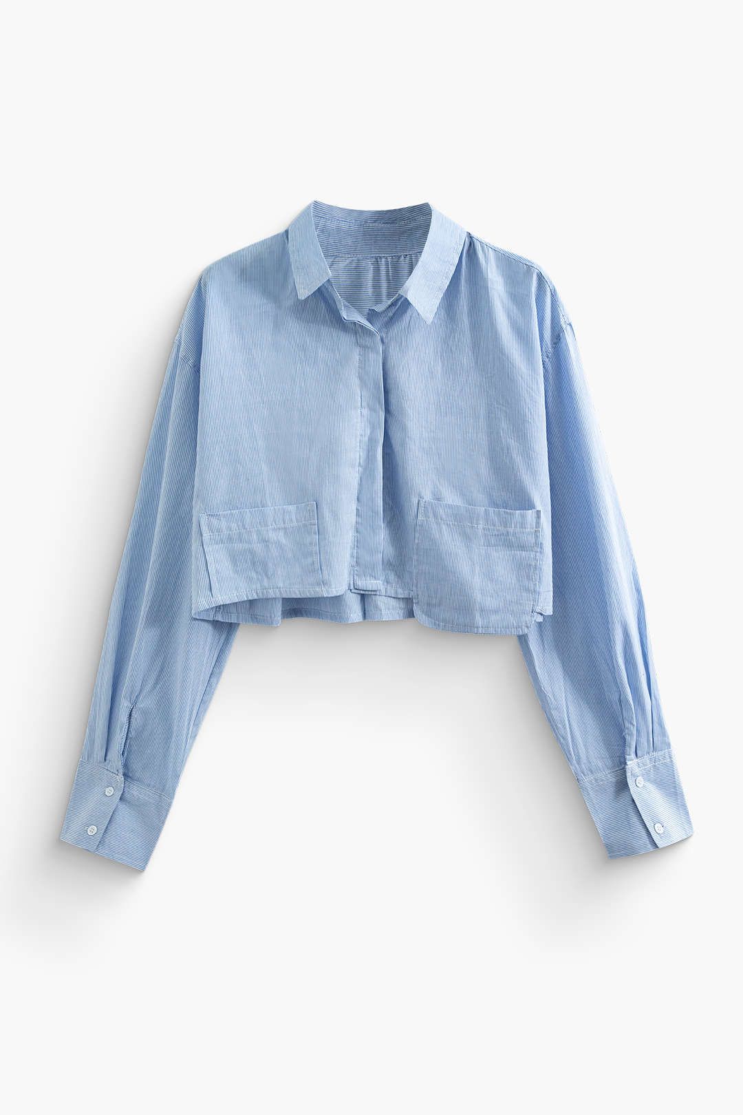 Long Sleeve Patch Pocket Crop Shirt sold by Micas