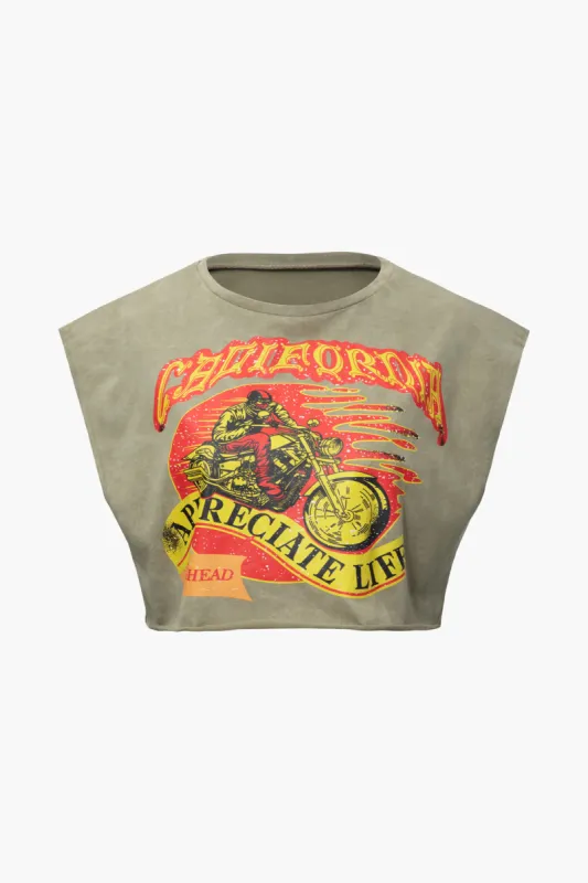 Motorcycle Graphic Sleeveless T-Shirt sold by Micas