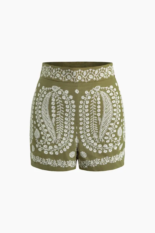 Broderede shorts med høj talje sold by Micas