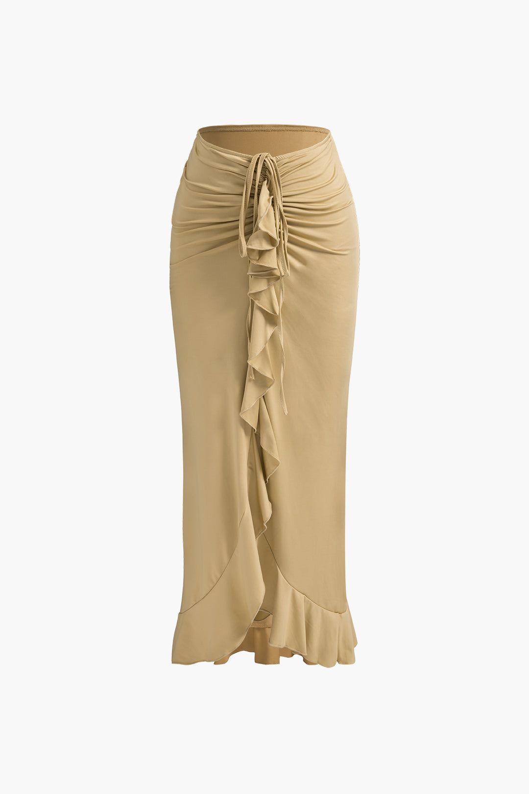 Ruched Drawstring Ruffle Midi Skirt sold by Micas product image thumbnail 4