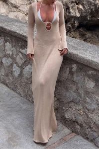 U-neck Backless Knit Long Sleeve Maxi Dress sold by Micas