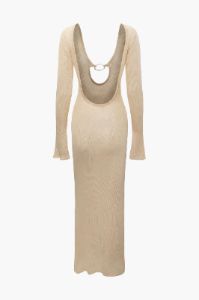 U-neck Backless Knit Long Sleeve Maxi Dress sold by Micas