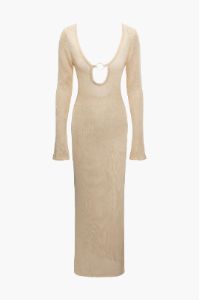 U-neck Backless Knit Long Sleeve Maxi Dress sold by Micas