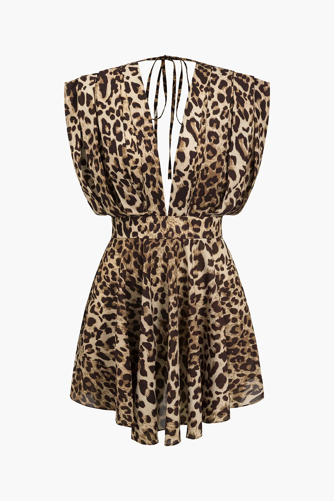 Leopard Print Tie-Up V-neck Mini Dress sold by Micas