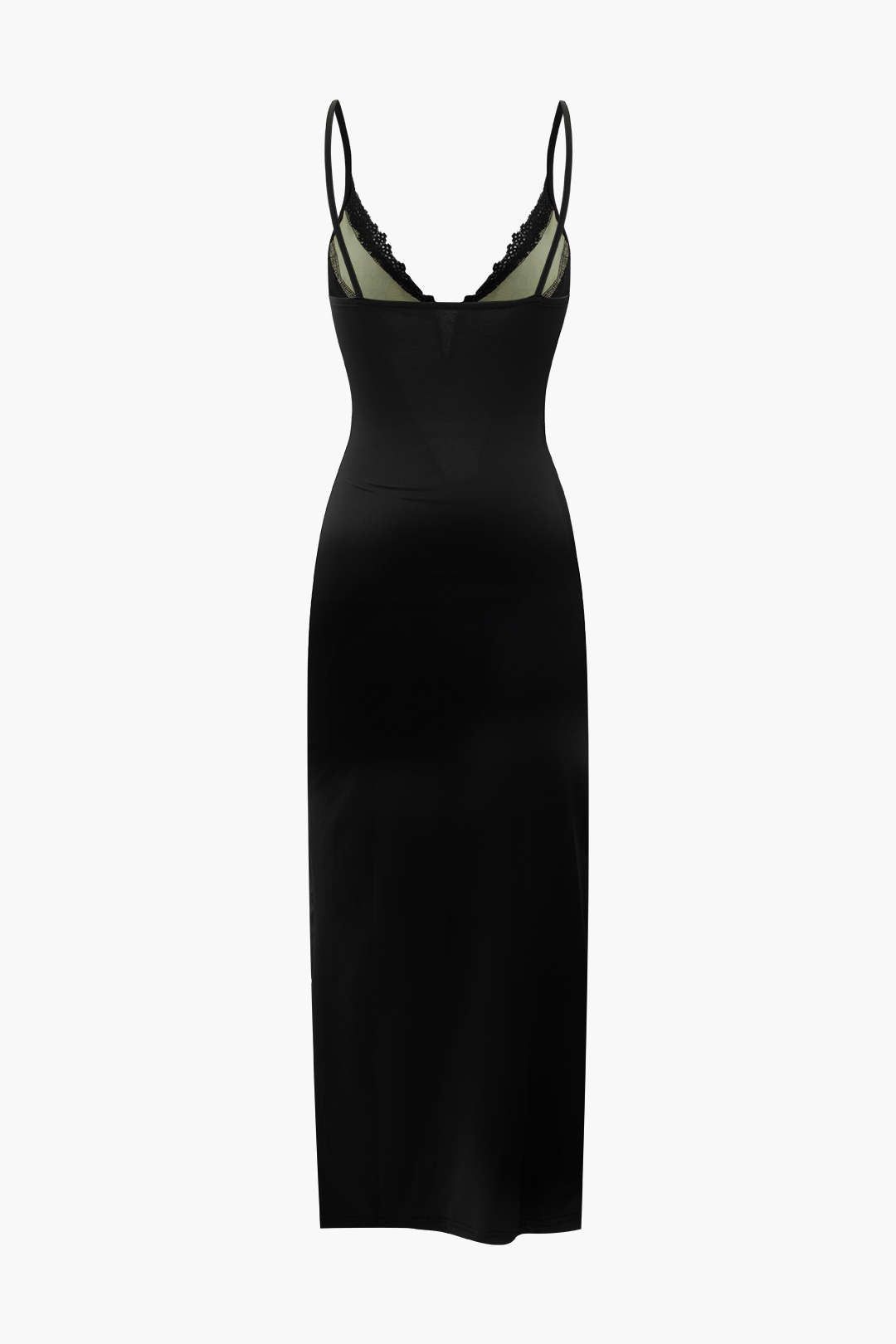 V-neck Lace Asymmetric Slit Midi Dress sold by Micas product image thumbnail 2