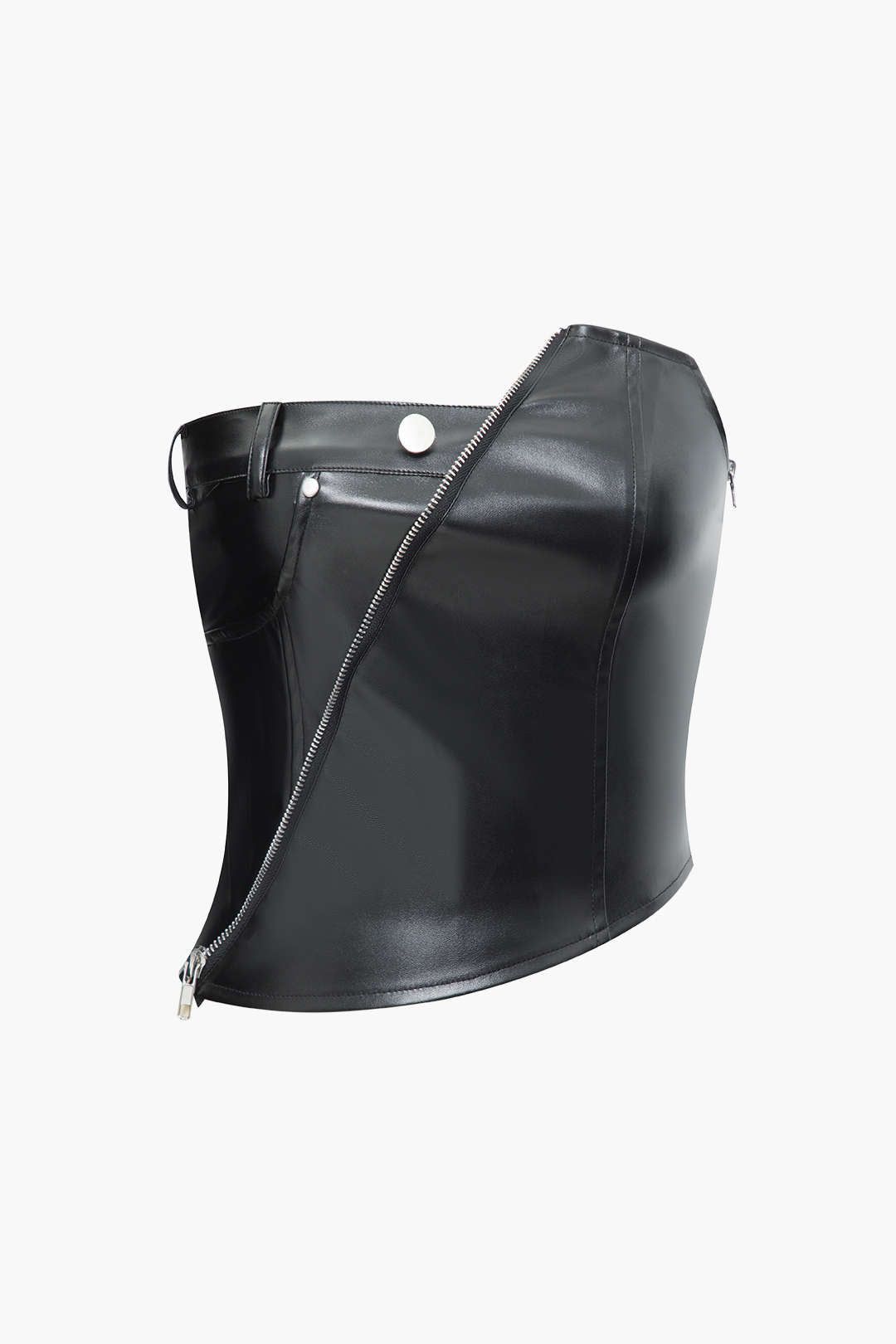 Faux Leather Asymmetric Tube Top sold by Micas