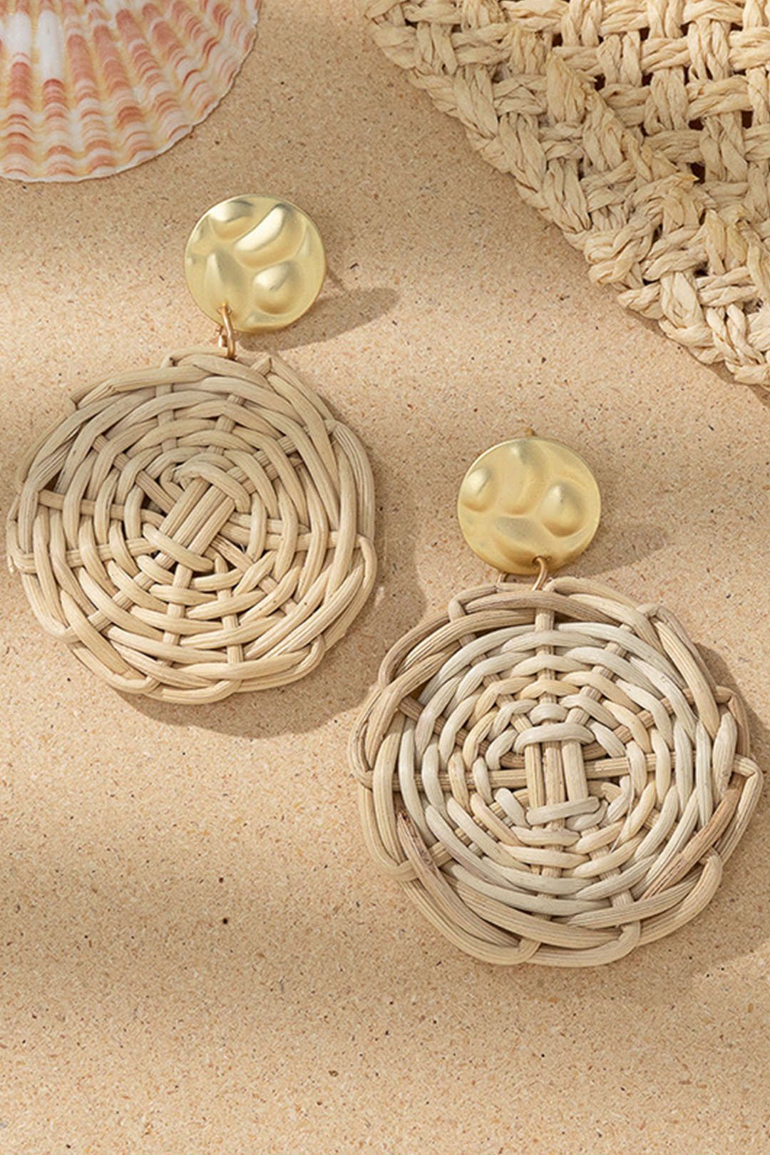 Rattan Straw Earrings sold by Micas product image thumbnail 3