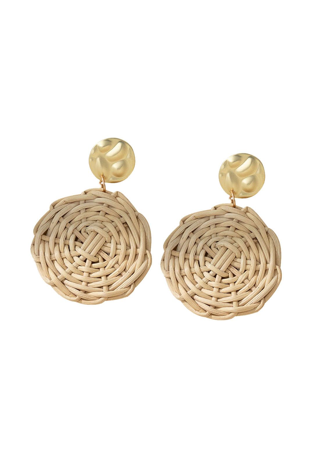 Rattan Straw Earrings sold by Micas