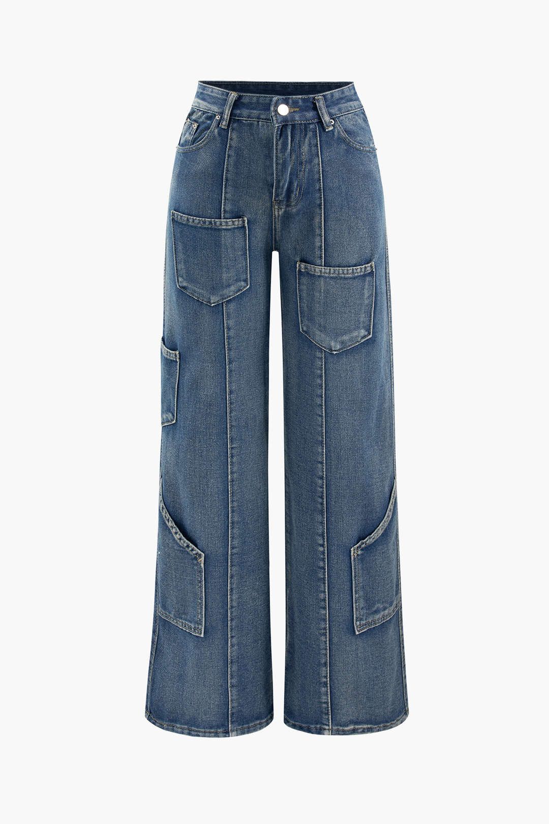 Multi-pocket Wide Leg Cargo Jeans sold by Micas