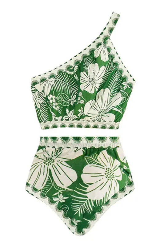 Blomsterprint one-skulder badetøjssæt sold by Micas