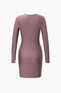 Solid Cut Out Ruched Long Sleeve Mini Dress sold by Micas