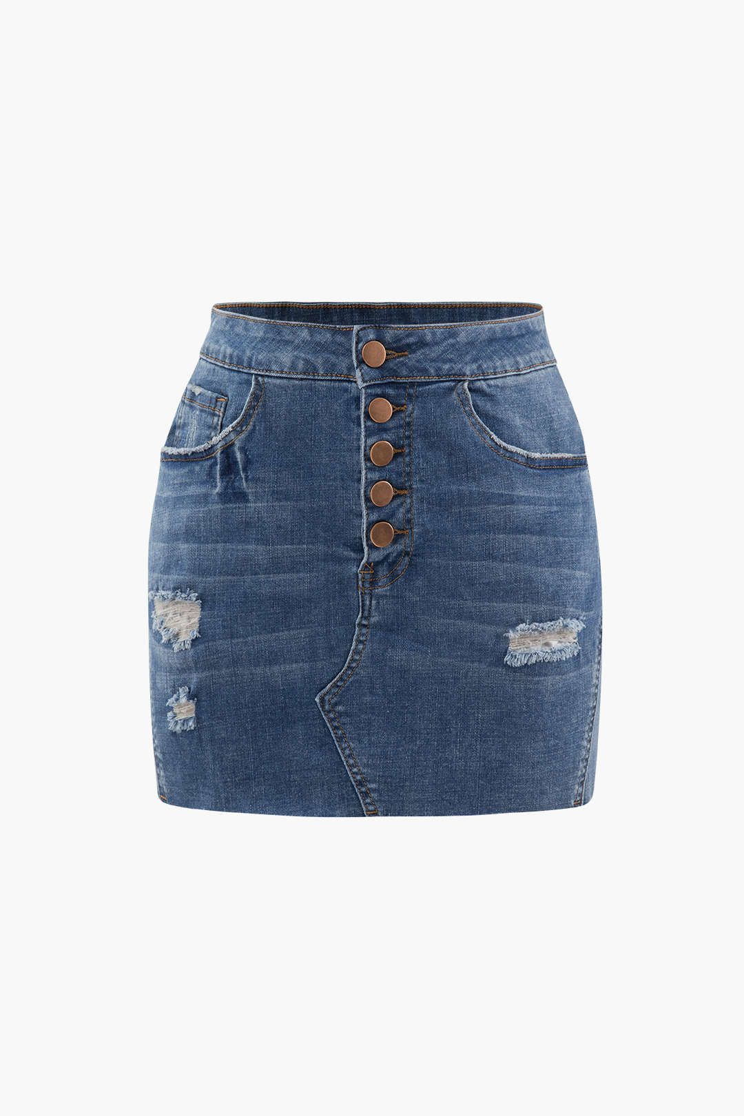 Ripped-detail Denim Mini Skirt sold by Micas