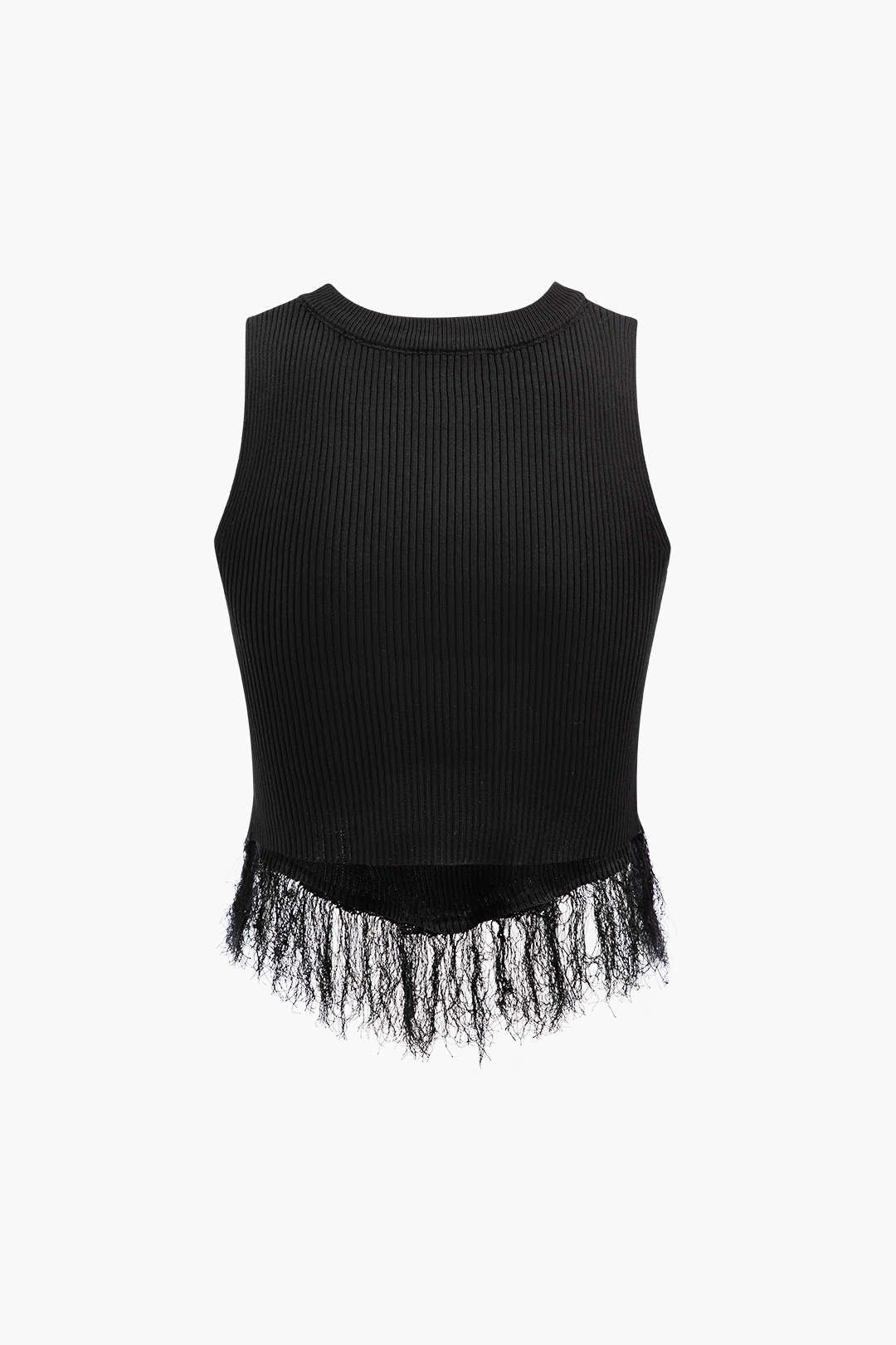 Fringe Hem Rib Knit Tank Top sold by Micas product image thumbnail 2