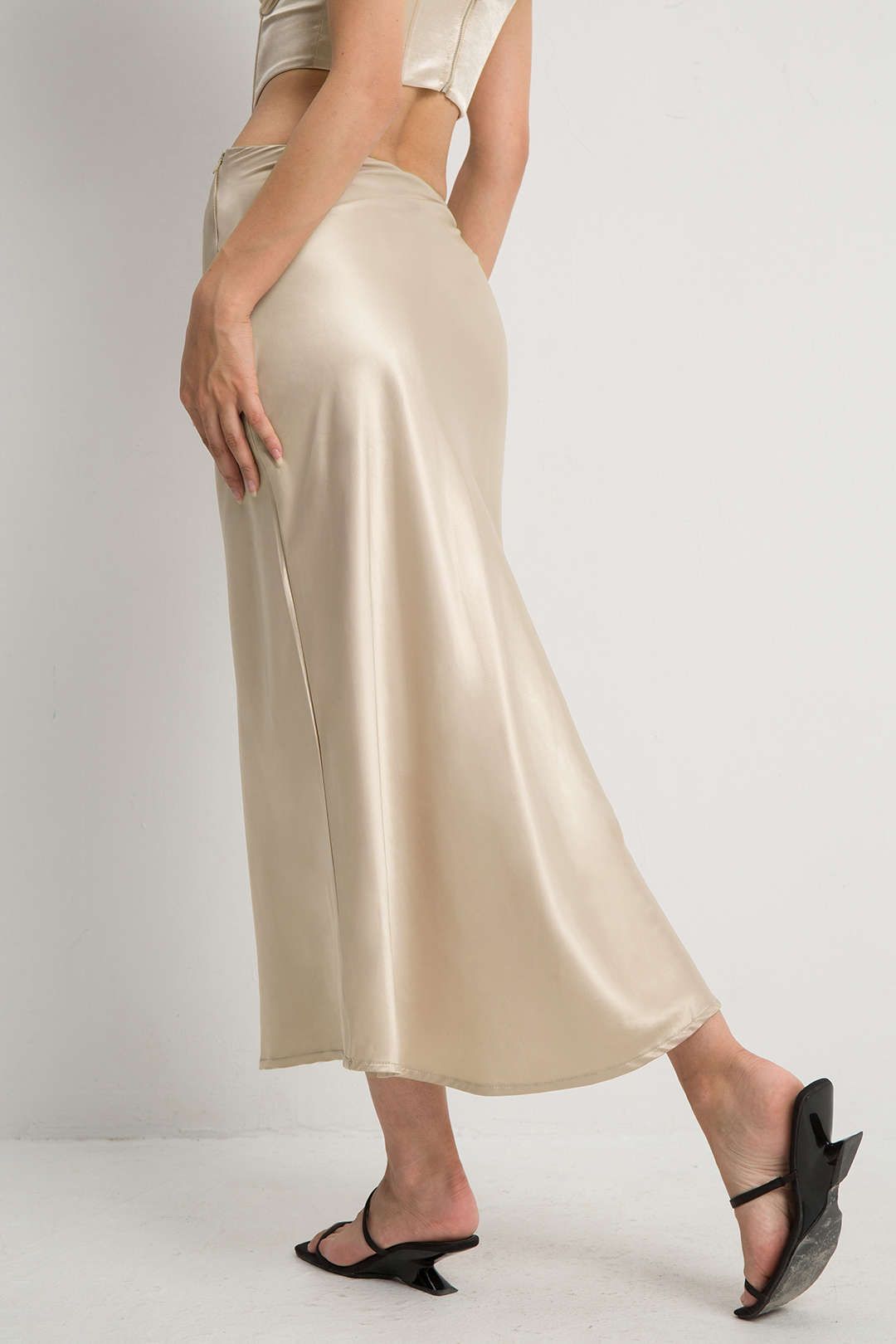 Solid Satin Mermaid Midi Skirt sold by Micas product image thumbnail 2