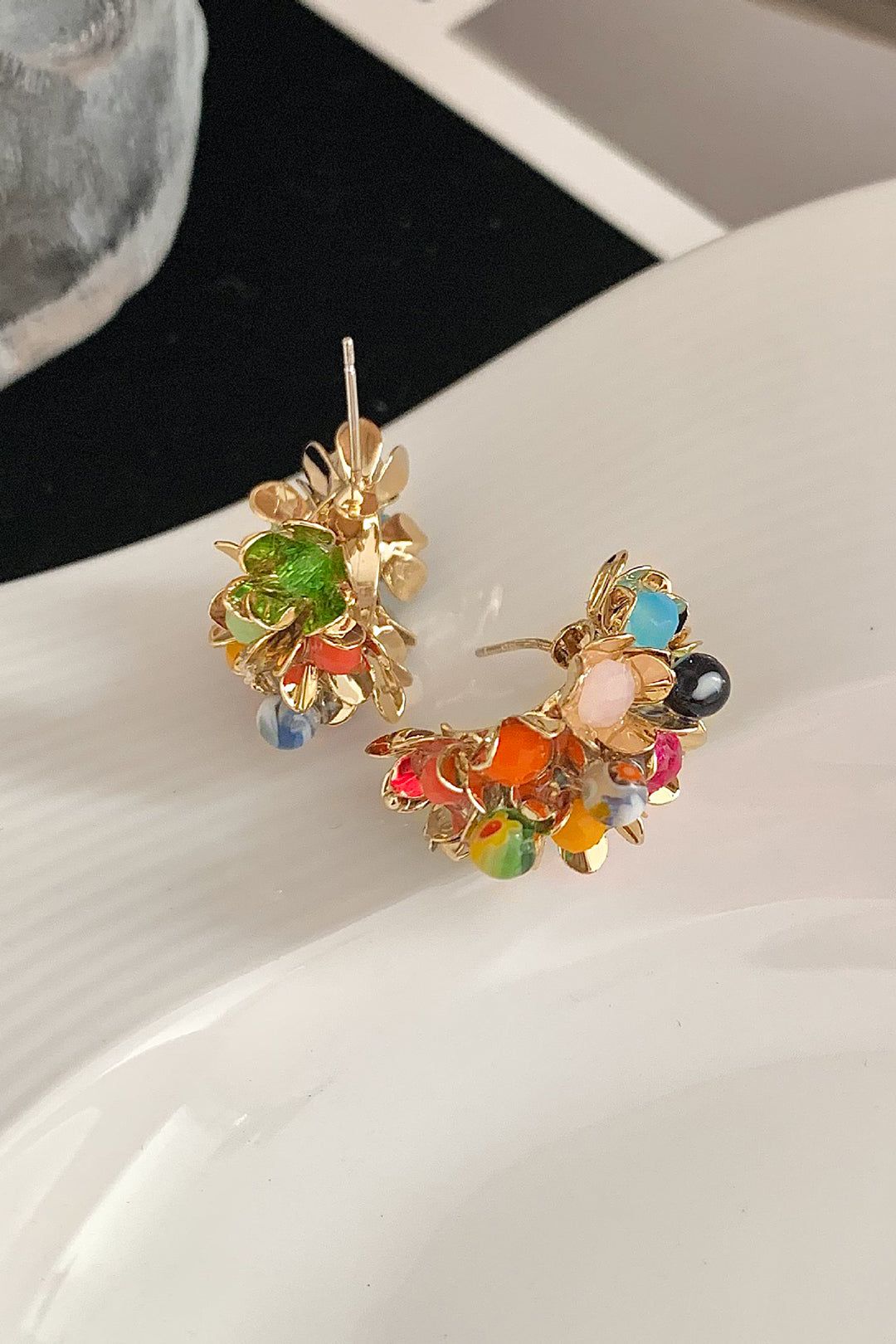 Multi Gemstone Hoop Earrings sold by Micas product image thumbnail 8