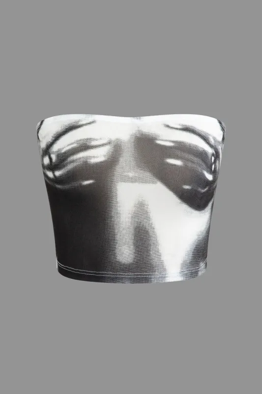 Abstract Print Strapless Tube Top sold by Micas