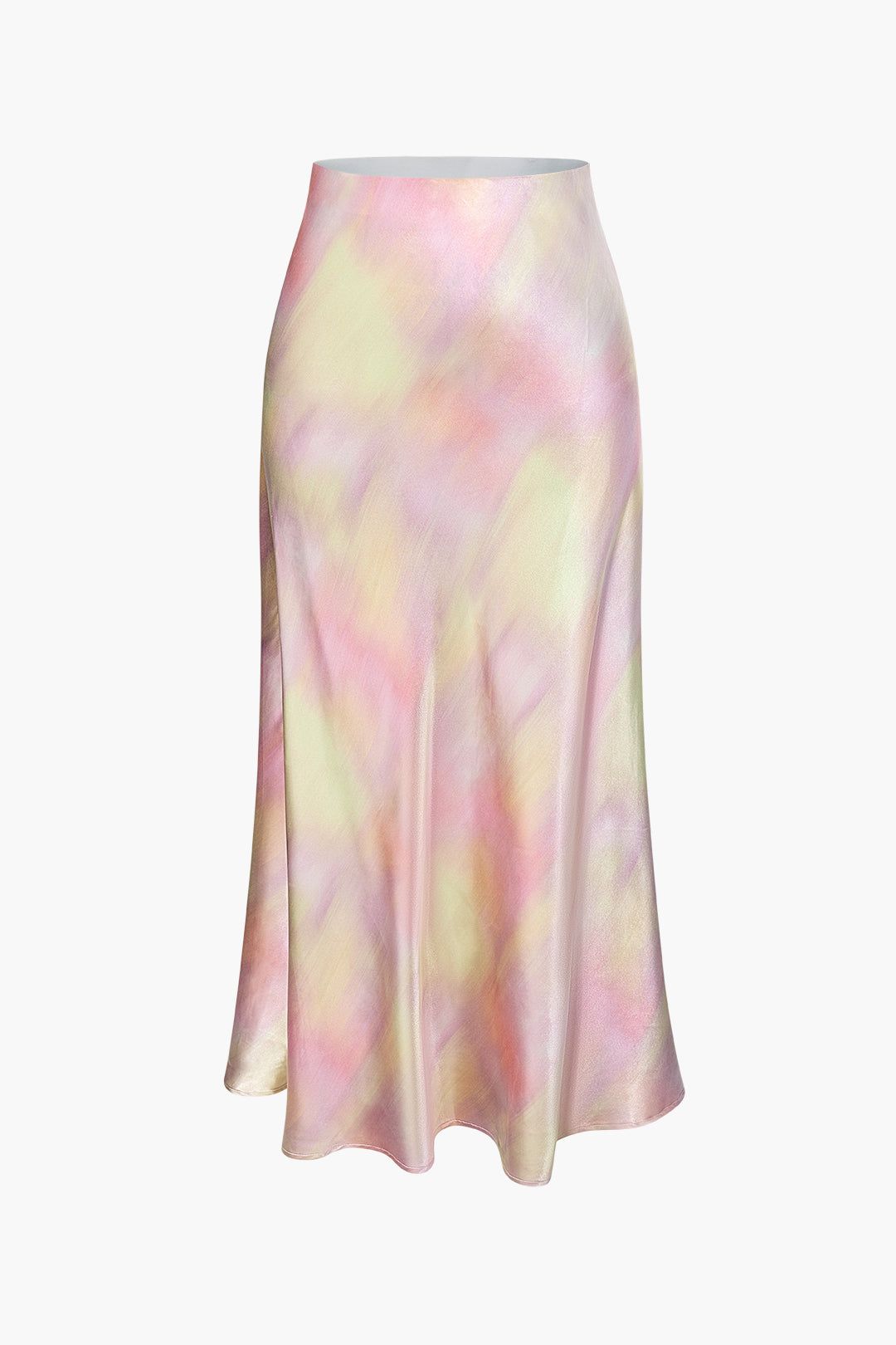 Tie Dye Satin Midi Skirt sold by Micas