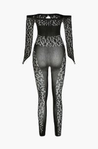 Off Shoulder Cut Out Lace Jumpsuit sold by Micas