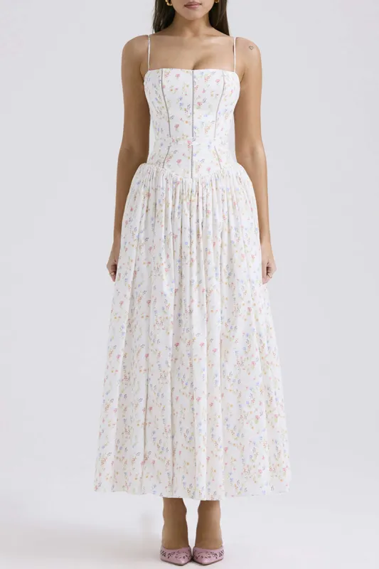 Floral Print Spaghetti Strap Corset Maxi Dress sold by Micas
