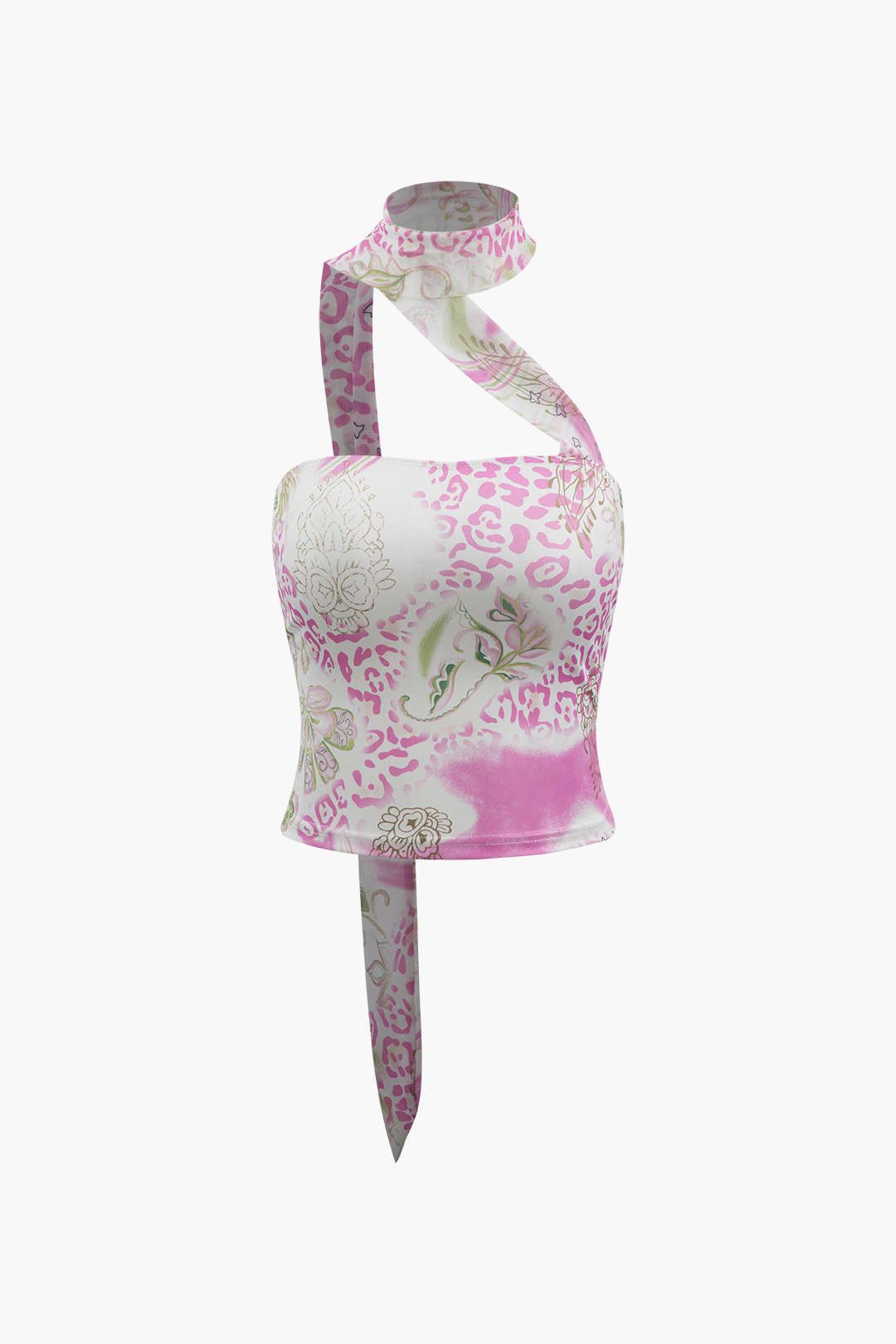 Floral Print Neck Scarf Tube Top And Mini Skirt Set sold by Micas product image thumbnail 2