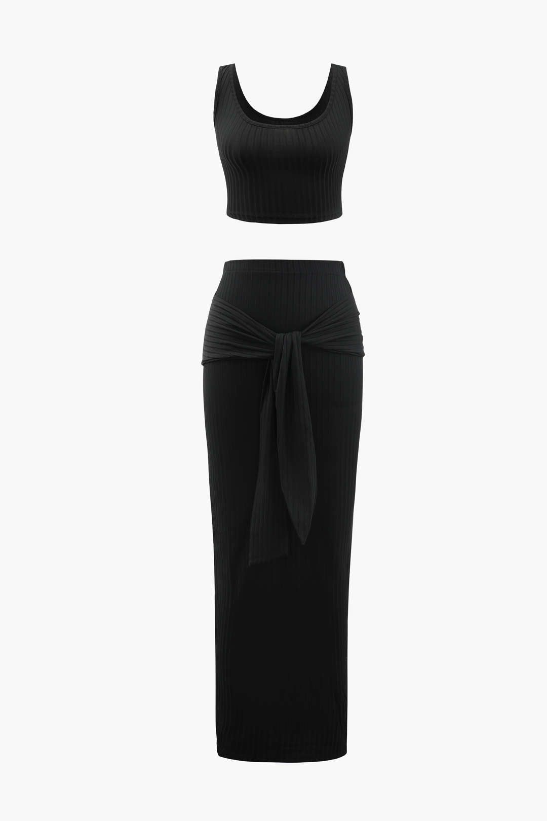 Square Neck Tank Top And Knotted Skirt Set sold by Micas