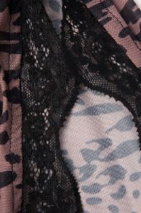 Leopard Print Lace Trim Mesh Halter Mini Dress sold by Micas