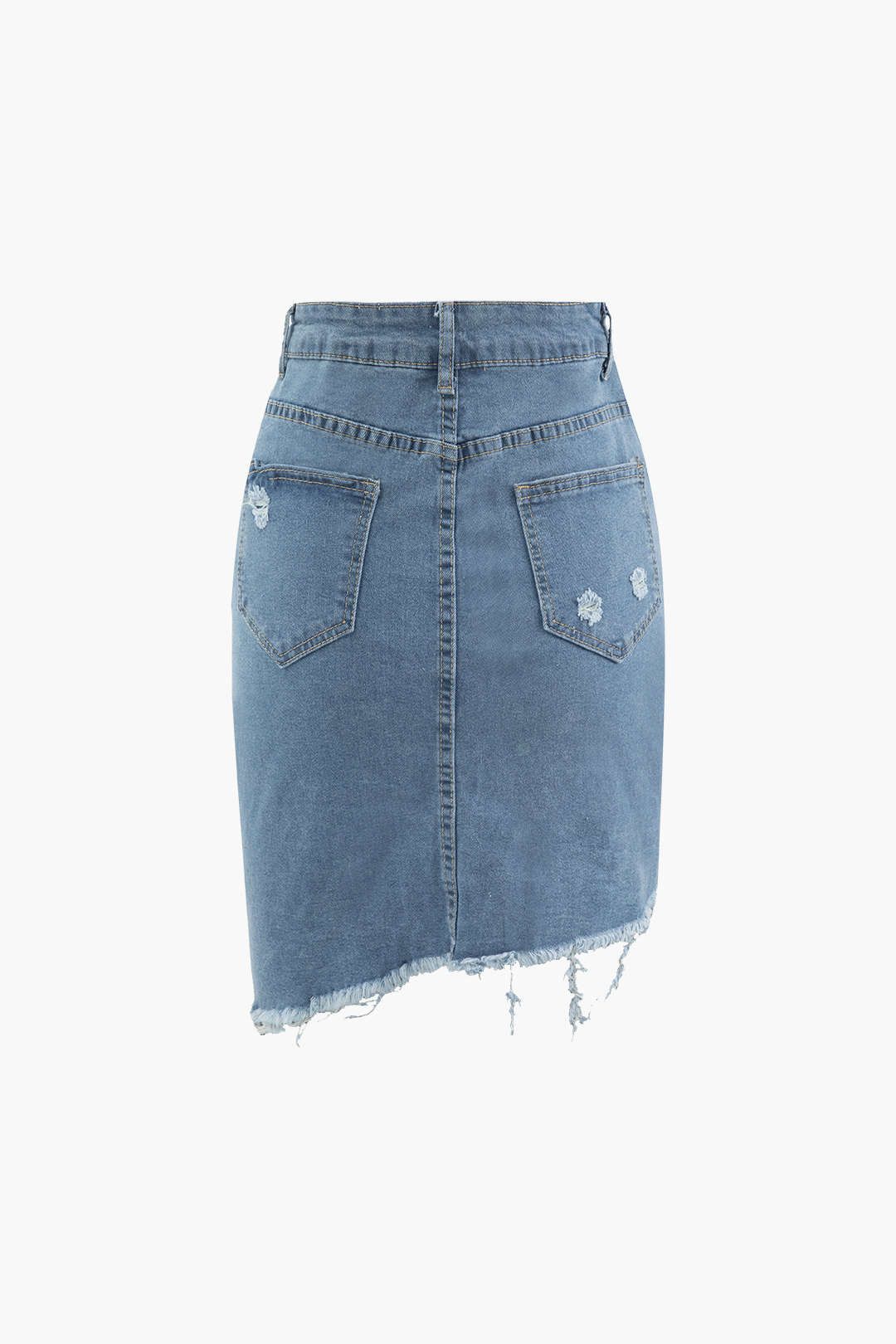 Asymmetric Distressed Frayed Denim Skirt sold by Micas product image thumbnail 2