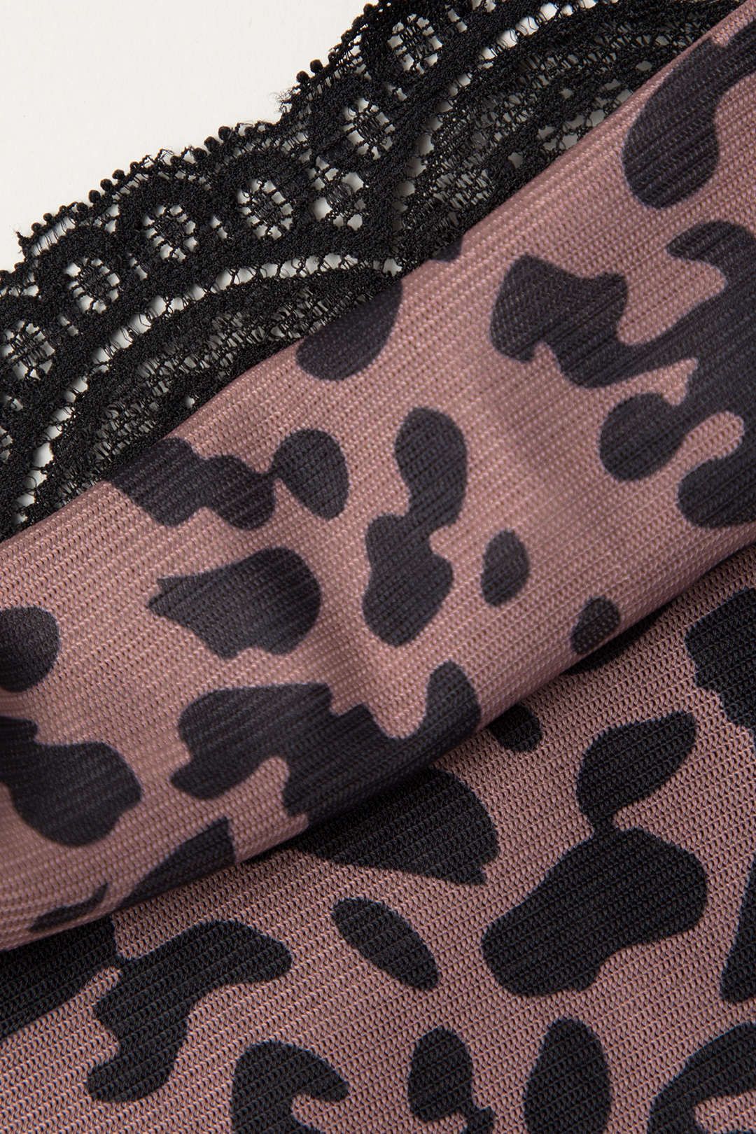 Leopard Print Lace Trim Mesh Halter Mini Dress sold by Micas product image thumbnail 4