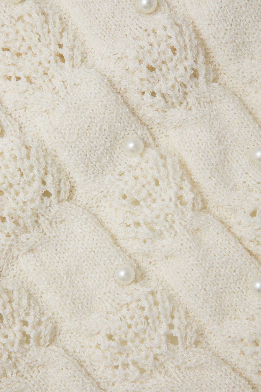 Pearl Embellished Open Knit Tie Back T-Shirt sold by Micas product image thumbnail 3