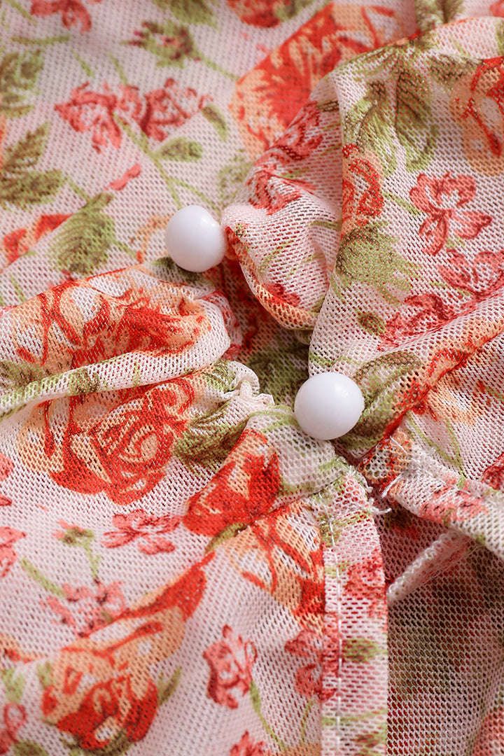 Floral Sheer Mesh Stand Neck Top sold by Micas product image thumbnail 2