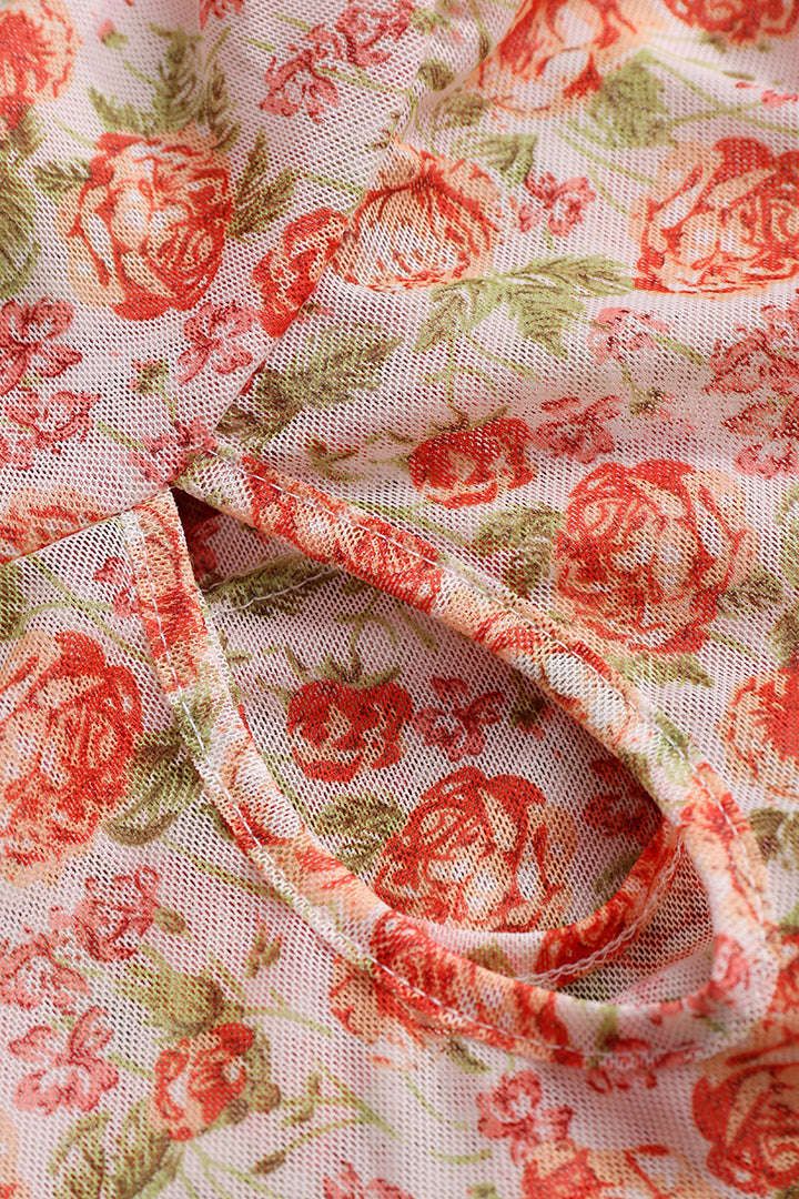 Floral Sheer Mesh Stand Neck Top sold by Micas product image thumbnail 3