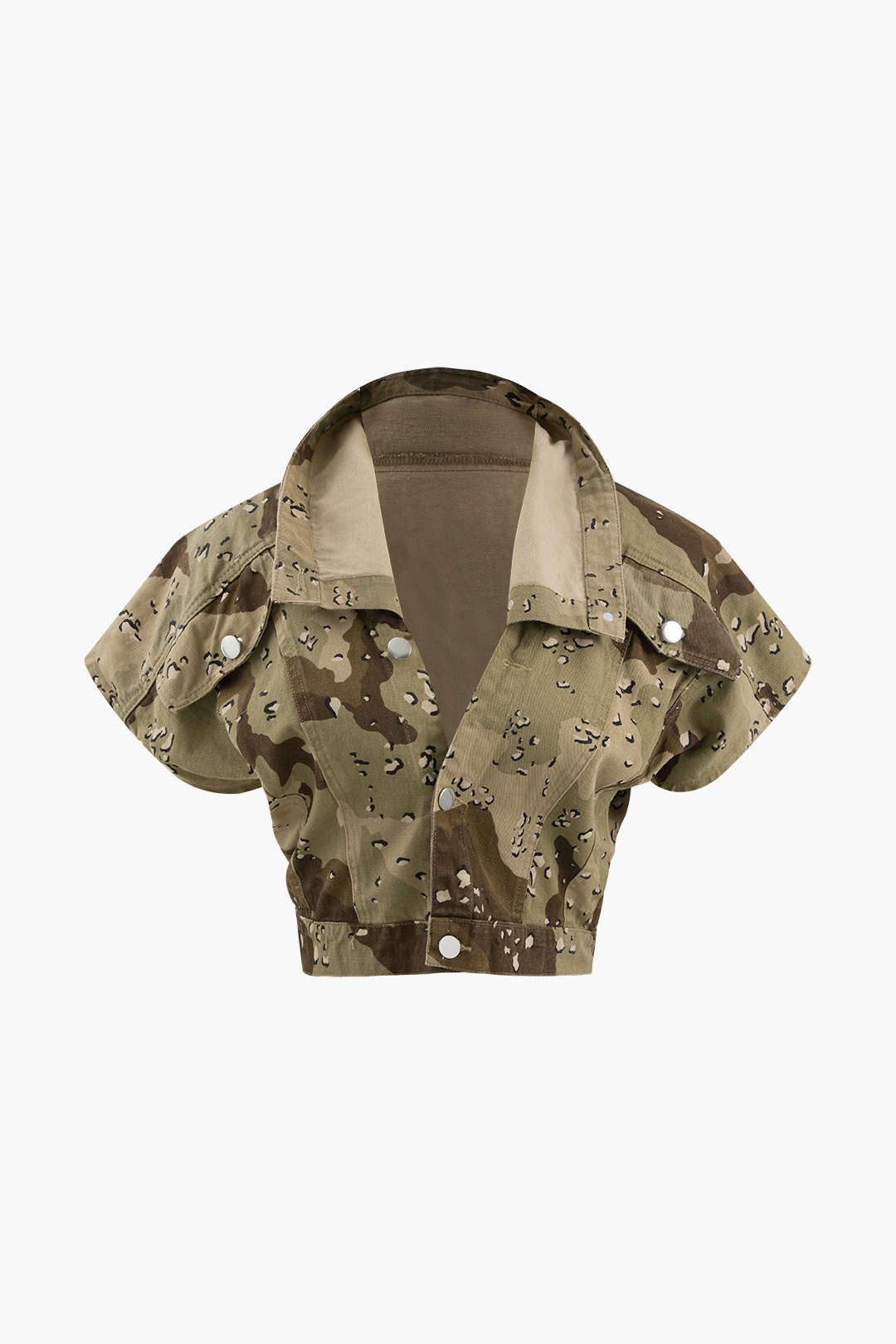 Camo Short Sleeve Crop Shirt And Slit Mini Skirt Set sold by Micas product image thumbnail 2